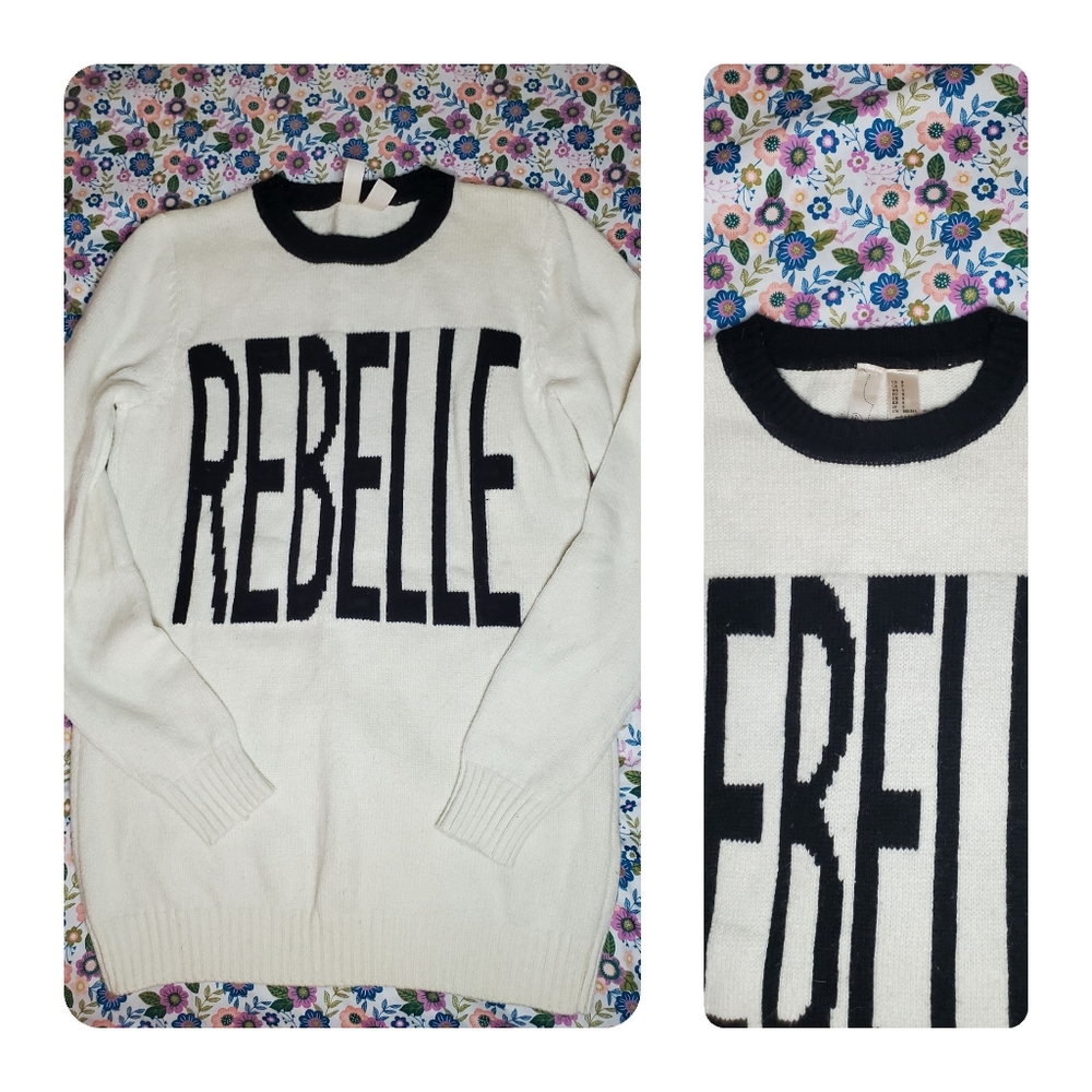 Forever21 small sweater, cream and black